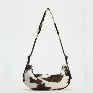 Zara Satin Cow Print Crossbody Bag